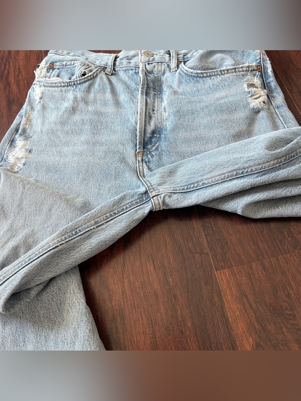 AGOLDE 90’s Crop Distressed Jeans Light Wash High Rise 28 - Picture 6 of 16
